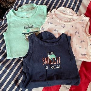 3 sloth sleeveless onesies